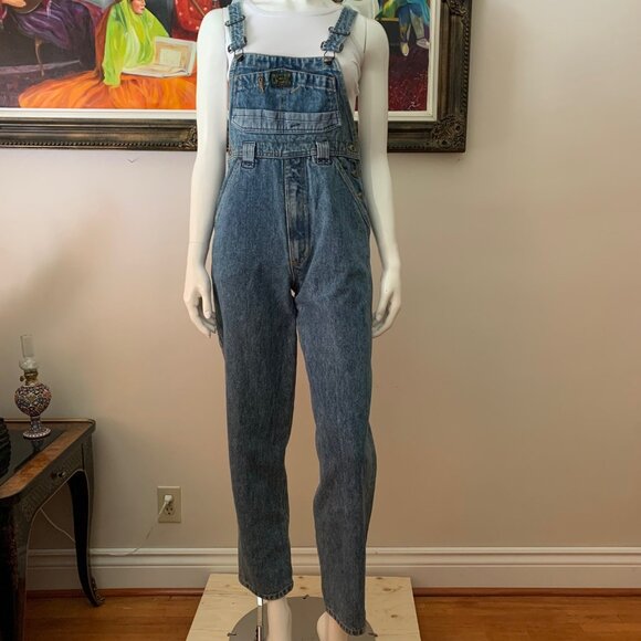 Denim Vintage Mr. Jump Women’s Overall Straight Leg Side Buttons Jeans Jumpsuit - Picture 3 of 11